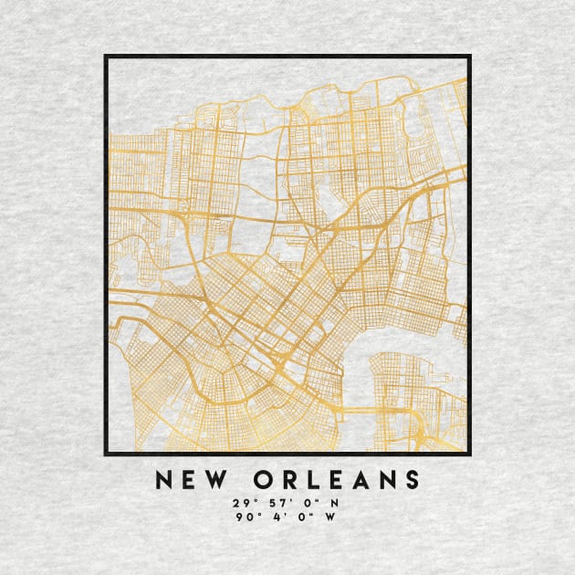 NEW ORLEANS LOUISIANA CITY STREET MAP ART by deificusArt